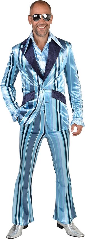 Hippie Kostuum | Mr Fine Stripe Jaren 70 Pak Blauw Man | | Carnaval kostuum | Verkleedkleding