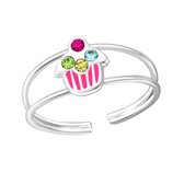 Kinderring - Cupcake - Echt Zilver - Ring - Cadeau - Verjaardag - Communie