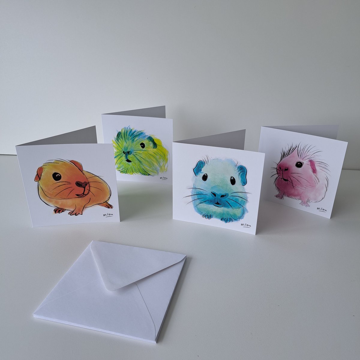 Set van 4 kaarten met envelop