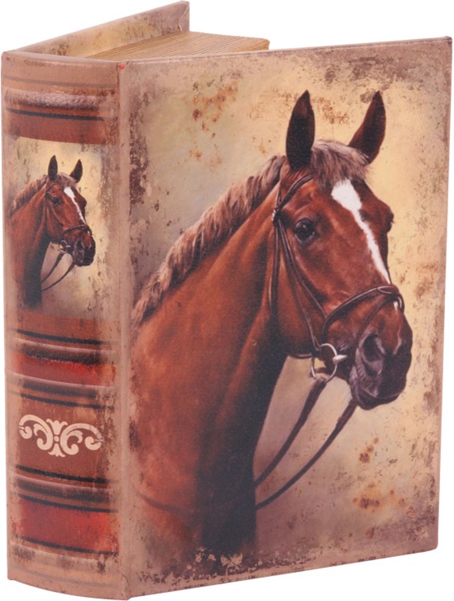 Baroque - Opberger - Boekendoos 20 cm Paard bruin - 20x14x4 - PU Leather