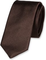 E.L. Cravatte Smalle Stropdas - Donkerbruin - 100% Zijde