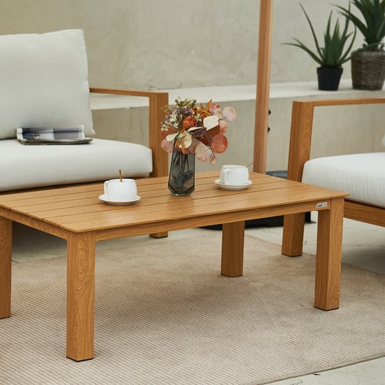 AXI Orla Canapé de jardin 4 pièces Aspect bois/beige - 2 Fauteuils de jardin et 1 canapé avec table - Structure en aluminium thermolaqué - 5 Personnes