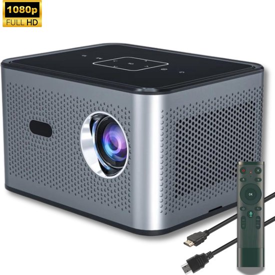 Full HD mini beamer - Projector - Beamers - Draadloos Streamen - Wifi - Bluetooth - Voor Mobiel - Grijs