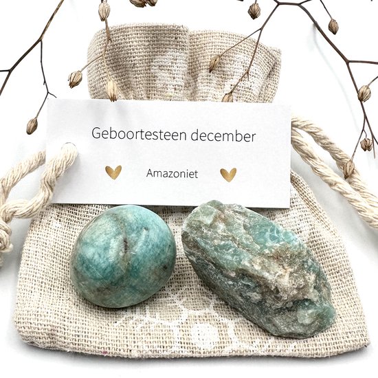 Geboortesteen december - Amazoniet combi sneeuwzakje - edelstenen - kristallen- gefeliciteerd - verjaardag cadeau voor hem/haar - geluksbrenger - brievenbus cadeautje
