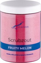 Scrubzout Fruity Melon in handige pot - 1250 gram - met witte deksel - Hydraterende Lichaamsscrub