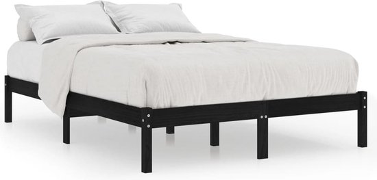 vidaXL Cadre de lit en pin massif noir 200 x 200 cm