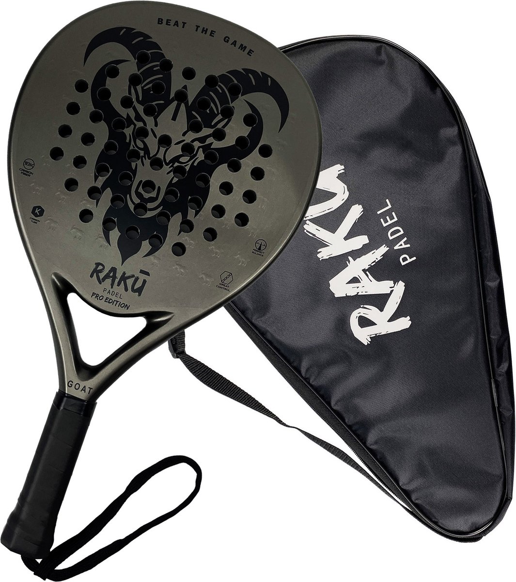 Raku® GOAT Pro Edition - Padel Racket - Padel - Padelrackets - Racket - Paddle - Carbon - Inclusief Padelzak
