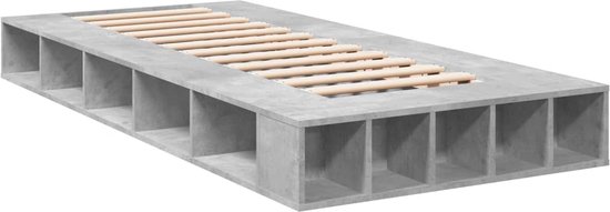 vidaXL - Bedframe - bewerkt - hout - betongrijs - 75x190 - cm