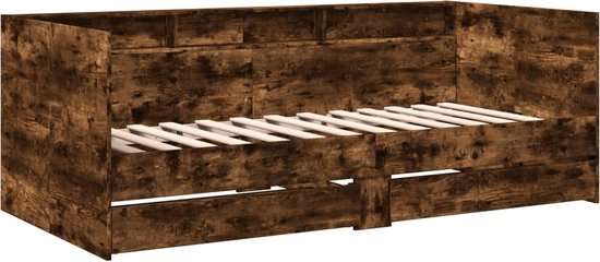 vidaXL - Slaapbank - met - lades - 90x200 - cm - bewerkt - hout - gerookt - eikenkleurig