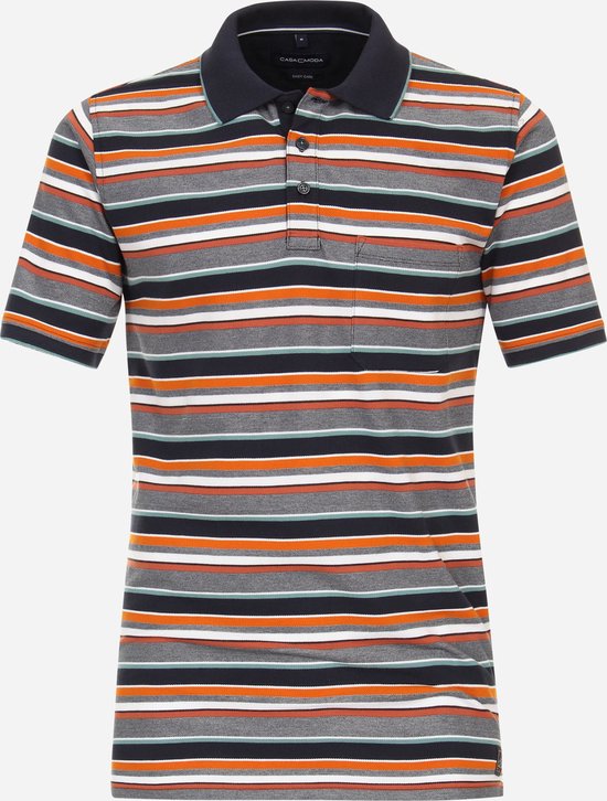 CASA MODA comfort fit heren polo - oranje gestreept - Maat: XXL