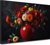 Bloemen schilderijen - Natuur schilderij - Muurdecoratie Vaas - Klassiek schilderijen - Schilderijen canvas - Woondecoratie 70x50 cm