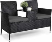 Gran Vida® - Tuinmeubilair Buitenstoelen Set - Comfortabele Zitruimte voor Twee - Modern Design met Glazen Tafel - Weerbestendig