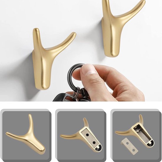 Wandhaken, 7 stuks, materiaal van zinklegering, dubbele Wandhaken, 7 stuks, materiaal van zinklegering, dubbele