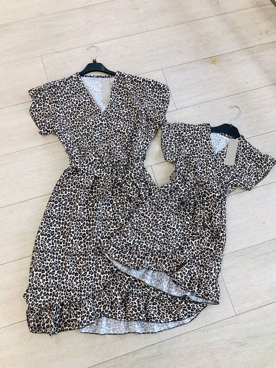 Twinning kleedje - mommy & me - leopard dress - maat 146/152