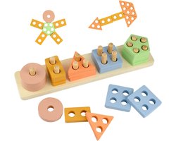 Speelgoed Educatieve Houten Sorter Gift voor Jongens Meisjes/Montessori Speelgoed van 3 Jaar, Lre Co. Geometrische Bouwblokken Speelgoed Plug-In Kubussen Houten Sorteren/Stapelen