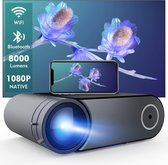 Tout va bien. Beamer portable - Mini Beamer 4K - Écran de projecteur 8000 Lumen - Support 4K - 200 pouces - LED Full HD - avec Bluetooth - USB - Home Cinema 1080p - Mini projecteur - avec télécommande - avec Dolby - Wit/ Jaune