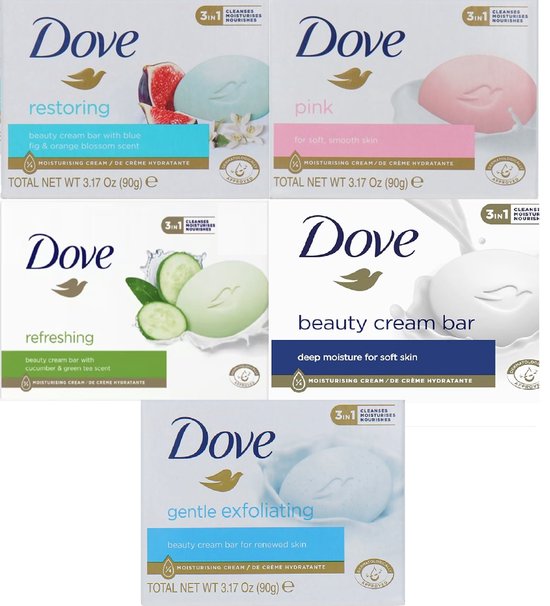 Dove Zeep - MIX - Voordeelverpakking/Dove beauty cream bar/Dove Restoring/Dove Pink/Dove Refrehing/Dove Gentle Exfoliating