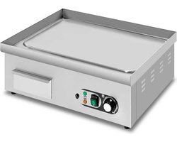 HCB® - Professionele Horeca Bakplaat - glad - 230V - RVS / INOX - Electrisch Teppanyaki Grill apparaat - 47x55x21.5 cm (DxBxH) - 23 kg - 8443