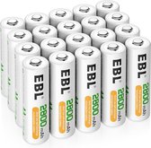 EBL 20-Pack Piles AA rechargeables 2800 mAh 1,2 V - Piles AA Ni-MH longue durée