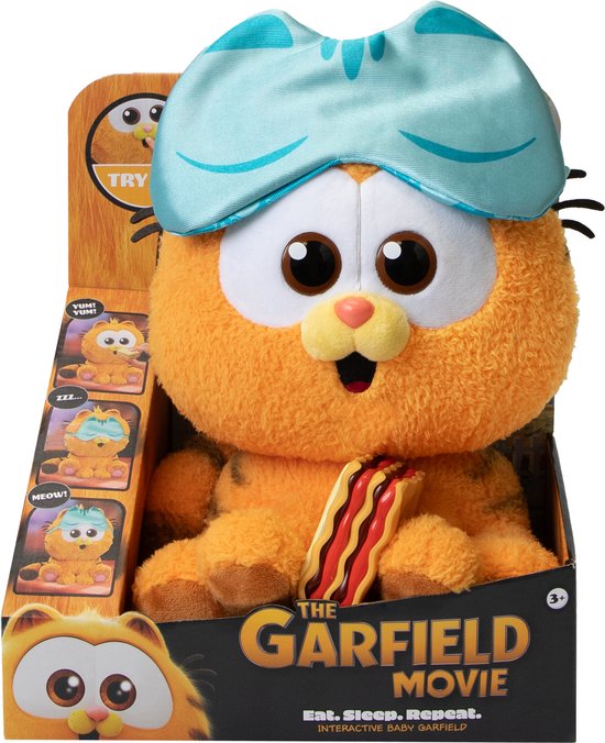 Animagic Garfield - Baby Garfield Feature Pluche - Interactieve Knuffel - 27 centimeter - Inclusief geluiden