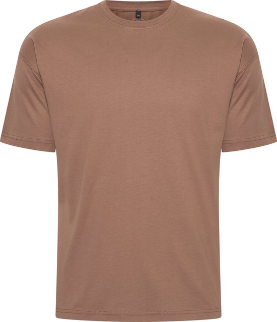 Mario Russo Oversized T-shirt - T-shirts Heren - Katoen - XXL - Bruin