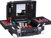 Make-up koffer met spiegel en slot - zwart/wit - HBD: 125 x 31 x 23 cm