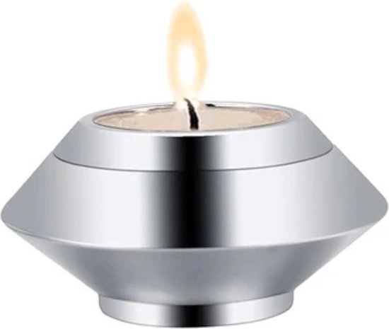 Mini Urn Waxinelichthouder - Wit Met Bladgoud 14cm - Voor Huisdier, Kat