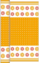 Oranje Tafelloper met bloemmotief - op rol 480 cm - airlaid papier tafelloper placematoranj