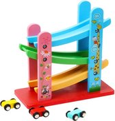 Houten racebaan - kleurrijk - speelgoed - 3 auto's - cadeau - feest - genderneutraal