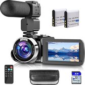 4K Videocamera met Groothoeklens en Handmatig Flipscherm - Professionele Videocamcorder voor Hoge Kwaliteit Opnames