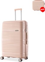 SKYCASES Handbagage Koffer + Gratis Pouch - Cijferslot - 35x21x54 cm - 40L - Rose