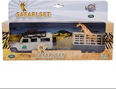 Kids Globe Safariset met Die-Cast Landrover + Aanhanger en 2 Giraffen