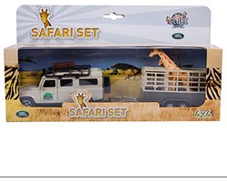 foto van Kids Globe Die-cast Land Rover met Giraffe-trailer, 29cm