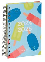 Brepols agenda 2024-2025 - HAPPY - Wire-O - Dagoverzicht - Blauw - 11.5 x 16.9 cm