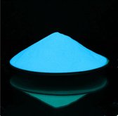 S&D - Glow in the dark poeder - 50 gram - Blauw - Mengbasis verf fluorescerend