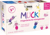 Vingerverf - Koningskleuren - Wit, Roze, Lichtroze, Violet, Blauw, Goud - Kreul - Mucki - 6x50ml