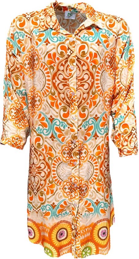 La Pèra Robe d'été - Robe chemise - Robe de plage - Chemisier - Robe Femme - Oranje - M/L