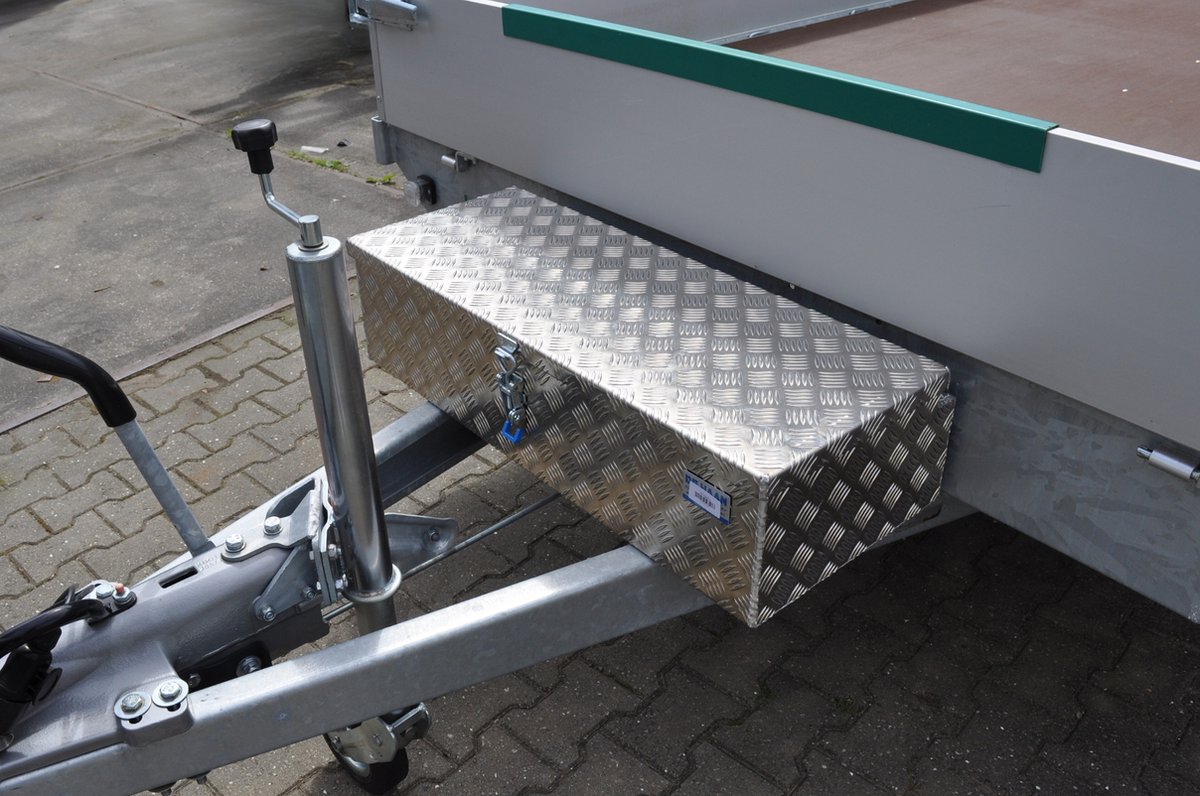 DE HAAN BOX HS - 900x380x230 mm - waterdichte en stofdichte aluminium traanplaat disselbak - voorzien van vlinderslot, spansluiting of t-sluiting