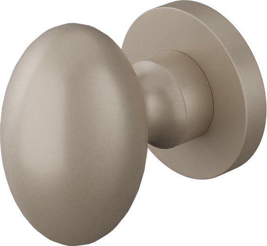 Deurknop - Mocca blend - RVS - GPF bouwbeslag - GPF9951.A3-00 Mocca blend ei-knop S2 62mm met knopvastzetter met ronde