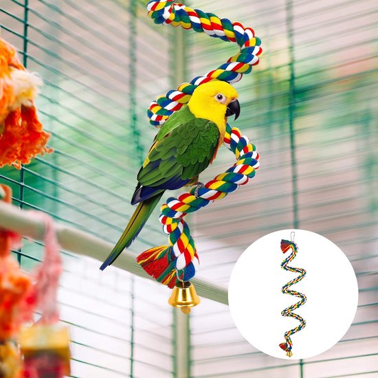 Bird Rope Perch Bird Spiral Rope Perch Cotton Parrot Swing Klimmen Staand speelgoed Parrot Cage Toy (M