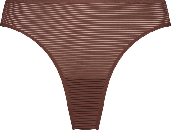 Hunkemöller String invisible Maille rayée Marron XS