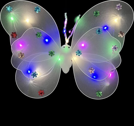 Lichtgevende Vlinder Vleugeltjes - Wit - Met RGB Verlichting