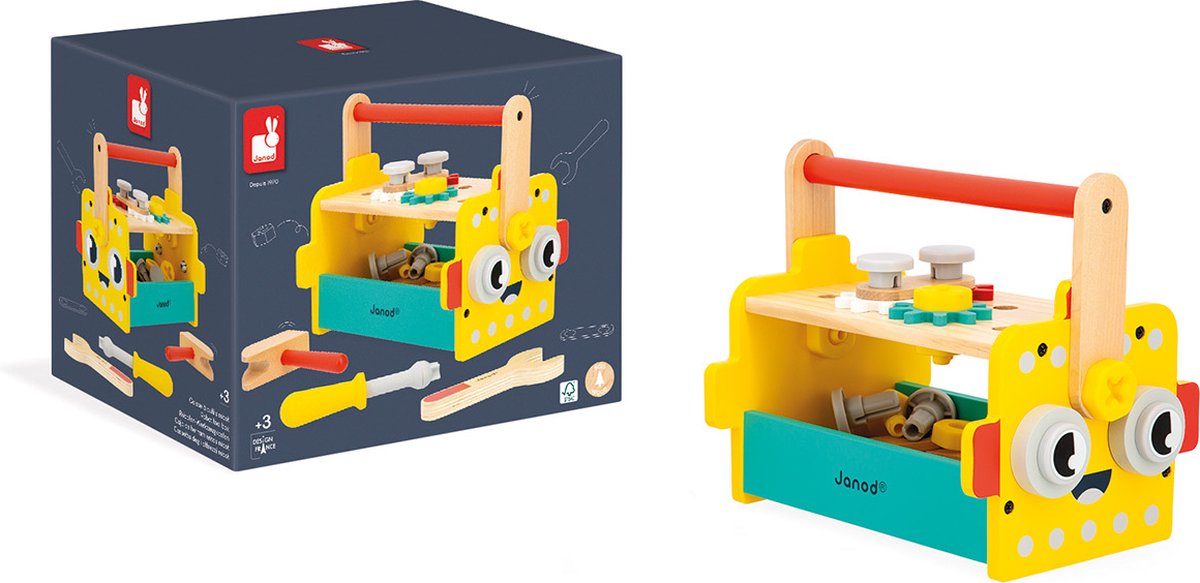 Janod - Brico'Kids - 2 in 1 Robot gereedschapskist & werkbank