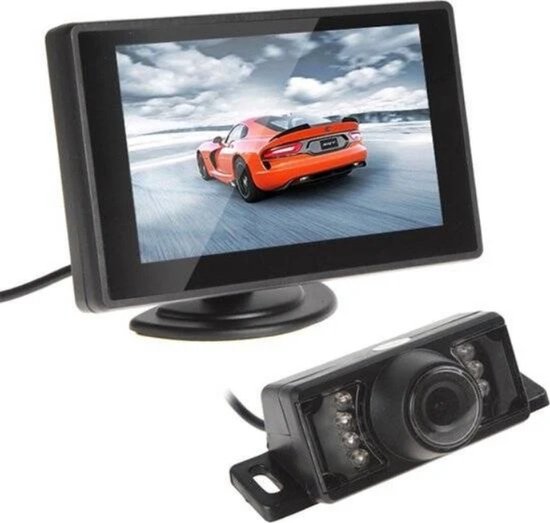 Achteruitrijcamera Set - 7 LEDs IR Nachtzicht - 120 Graden Lenshoek -Water, Weer & Shockproof - Inclusief 4,3 Inch LCD Display / Scherm - Achteruitrij Camera Auto