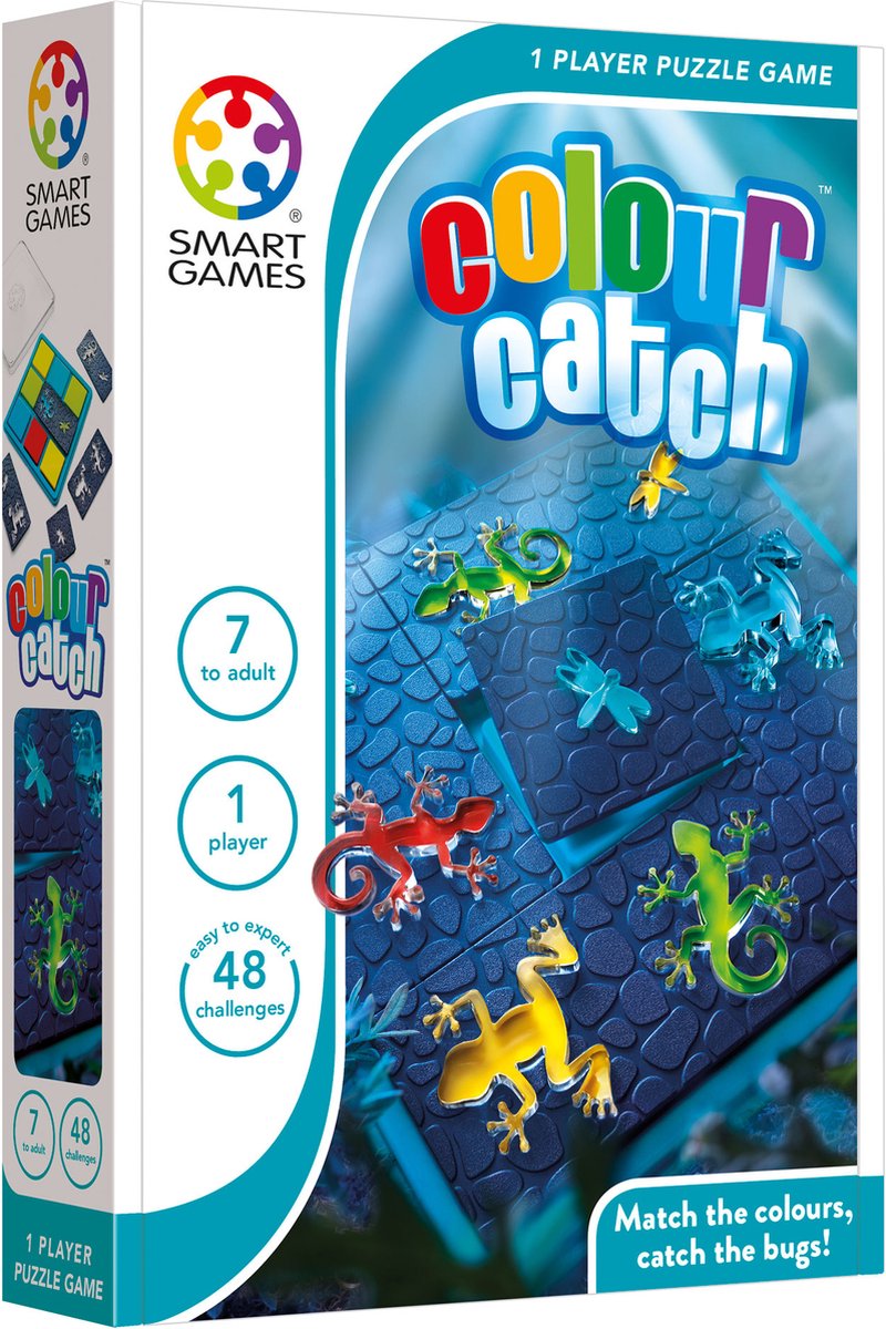 SmartGames - Colour Catch - 60 opdrachten - Denkspel - Kikkers en salamanders