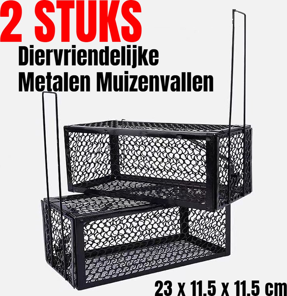 Allernieuwste.nl® 2x Solide Diervriendelijke Muizenval Voor Binnen en Buiten Rattenval - 2 Muizenvallen Metaal Zwart