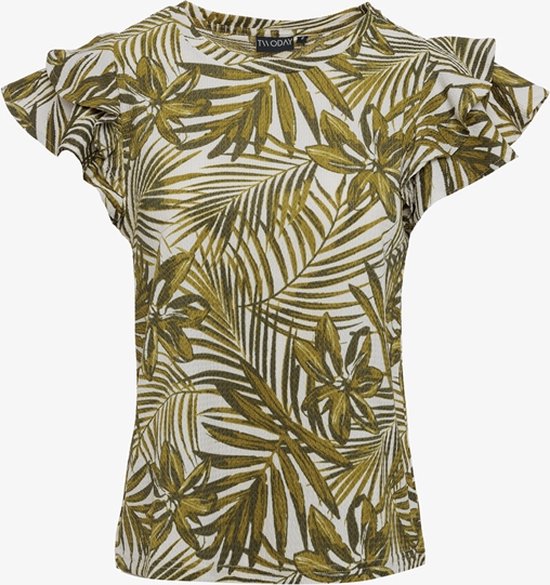 TwoDay dames T-shirt met botanische print groen - Maat XL