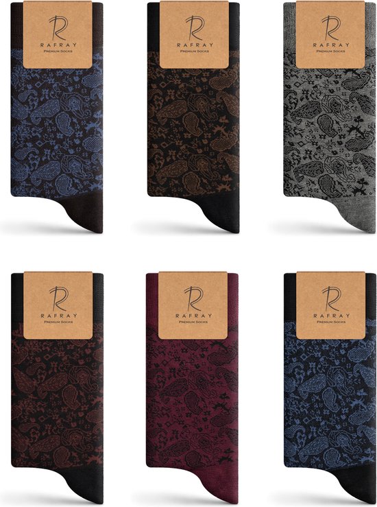 Rafray Socks - Paisley Bamboo - Premium Bamboe Sokken Gift box - 6 paar - Maat 40-44