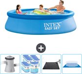 Intex Rond Opblaasbaar Easy Set Zwembad - 305 x 76 cm - Blauw - Inclusief Pomp Filters - Solar Mat - Grondzeil