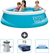Intex Rond Opblaasbaar Easy Set Zwembad - 183 x 51 cm - Blauw - Inclusief Zwembadfilterpomp - Solarzeil - Grondzeil